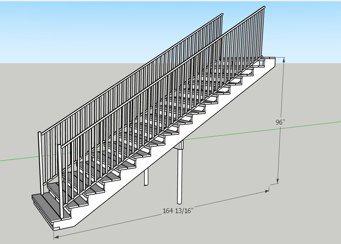 SketchUp permit rendering for exterior stairs